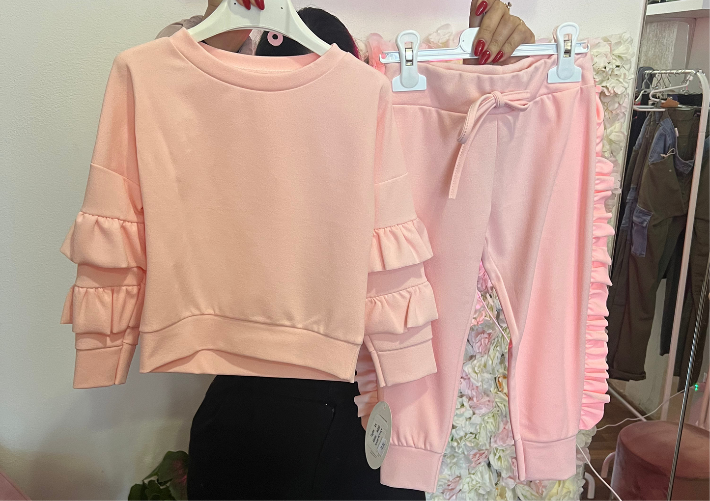 Tuta rosa a frange bambina