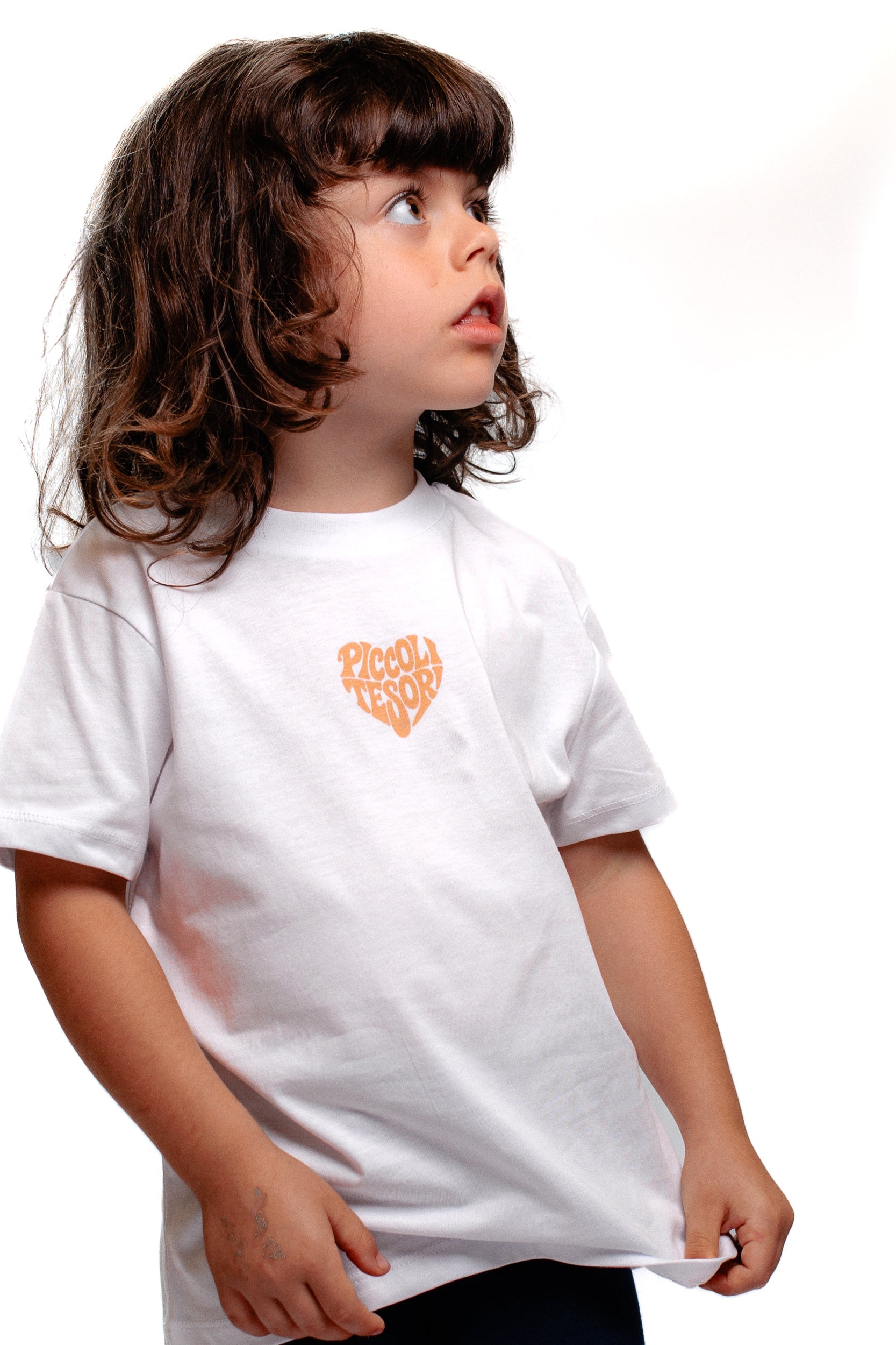 T-shirt white logo beige