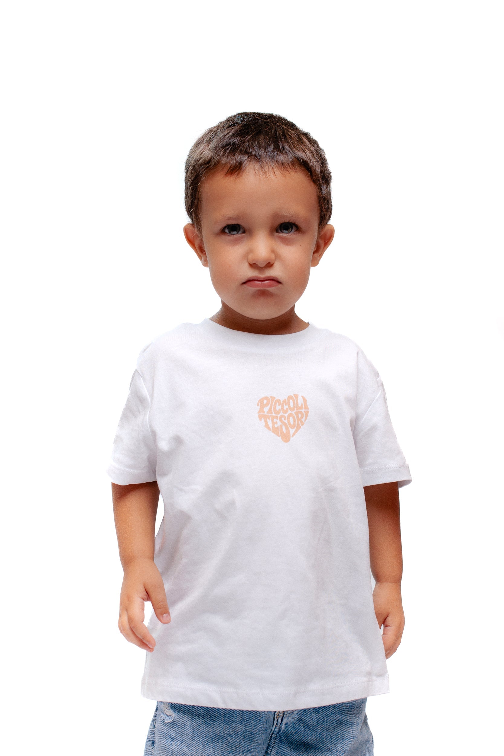 T-shirt white logo beige