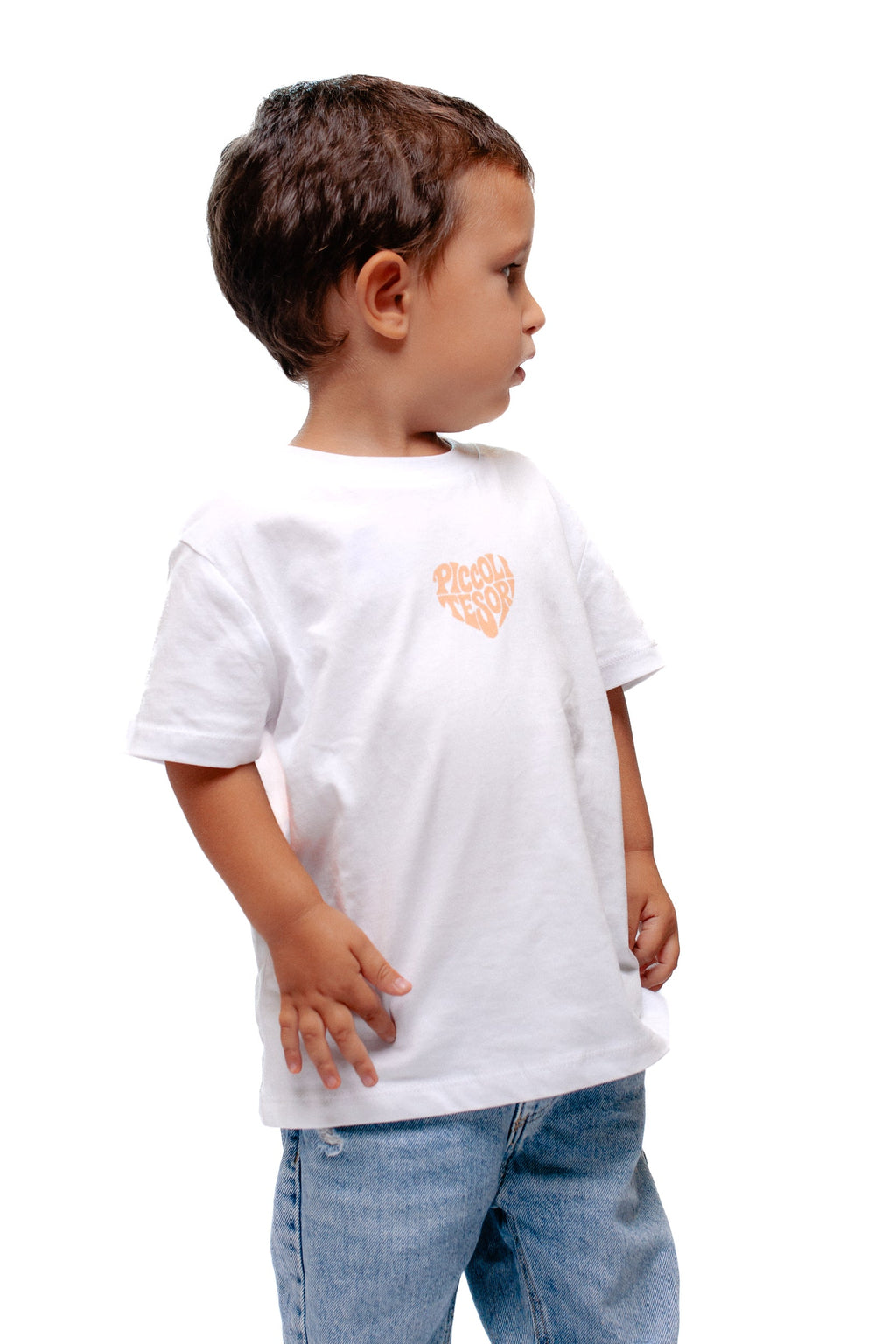 T-shirt white logo beige