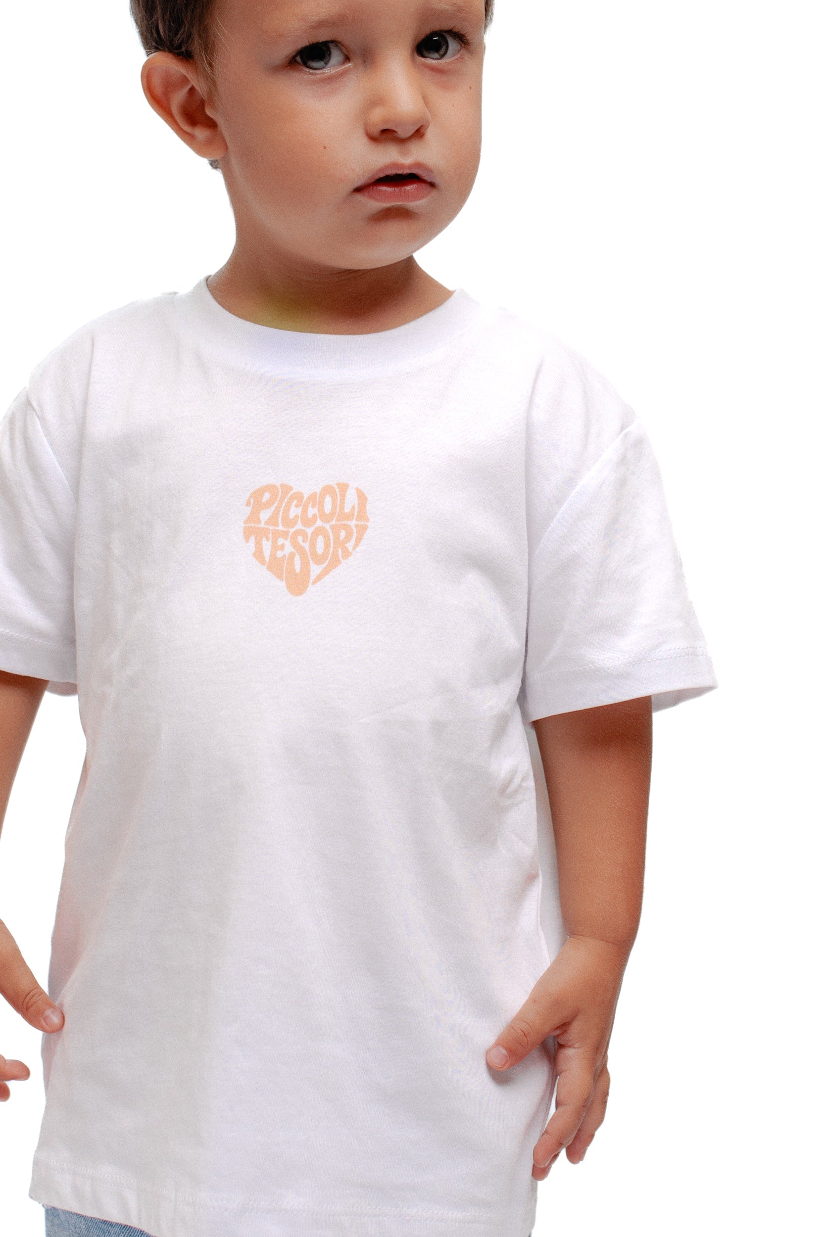 T-shirt white logo beige