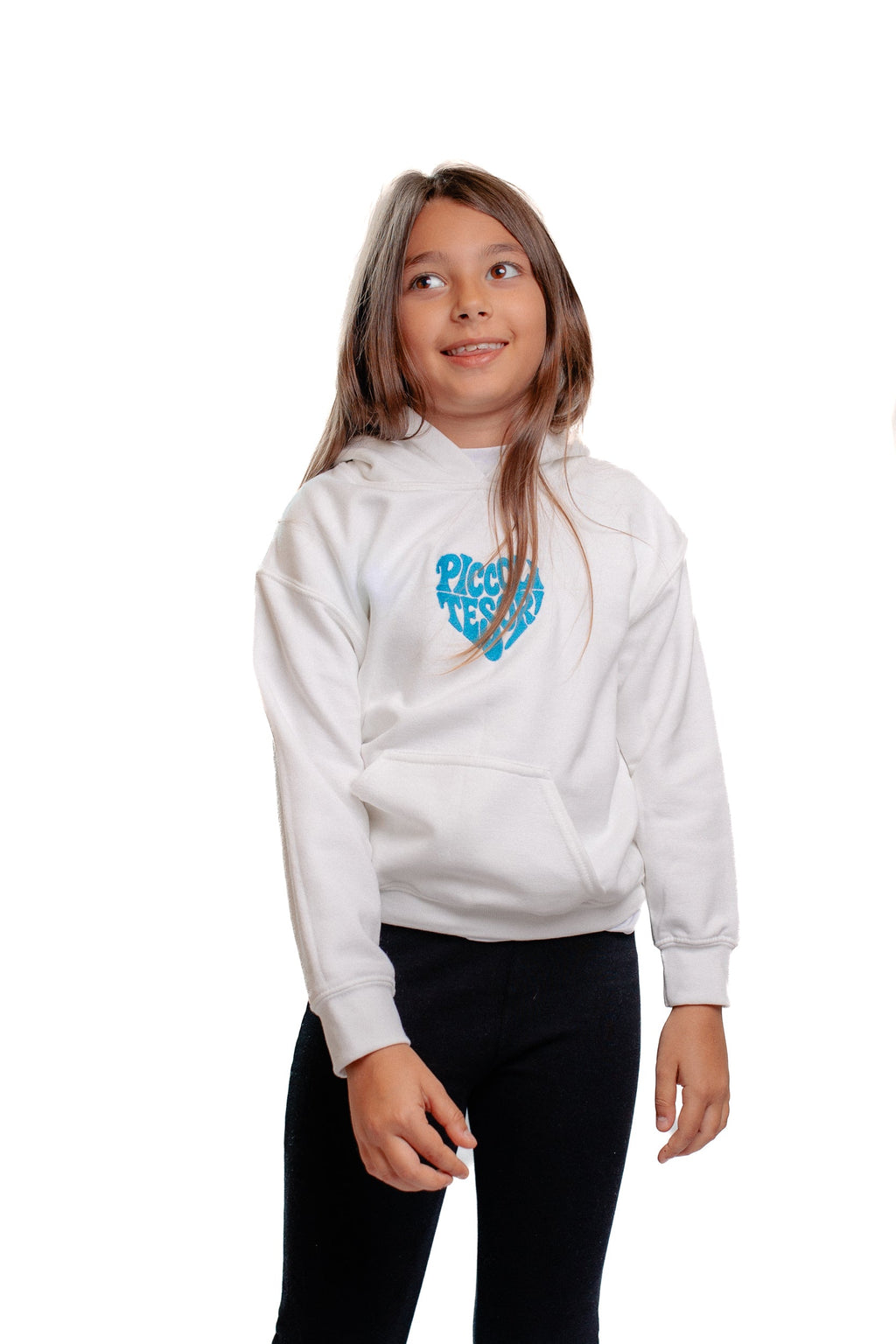 Felpa maniche lunghe white logo azzurro