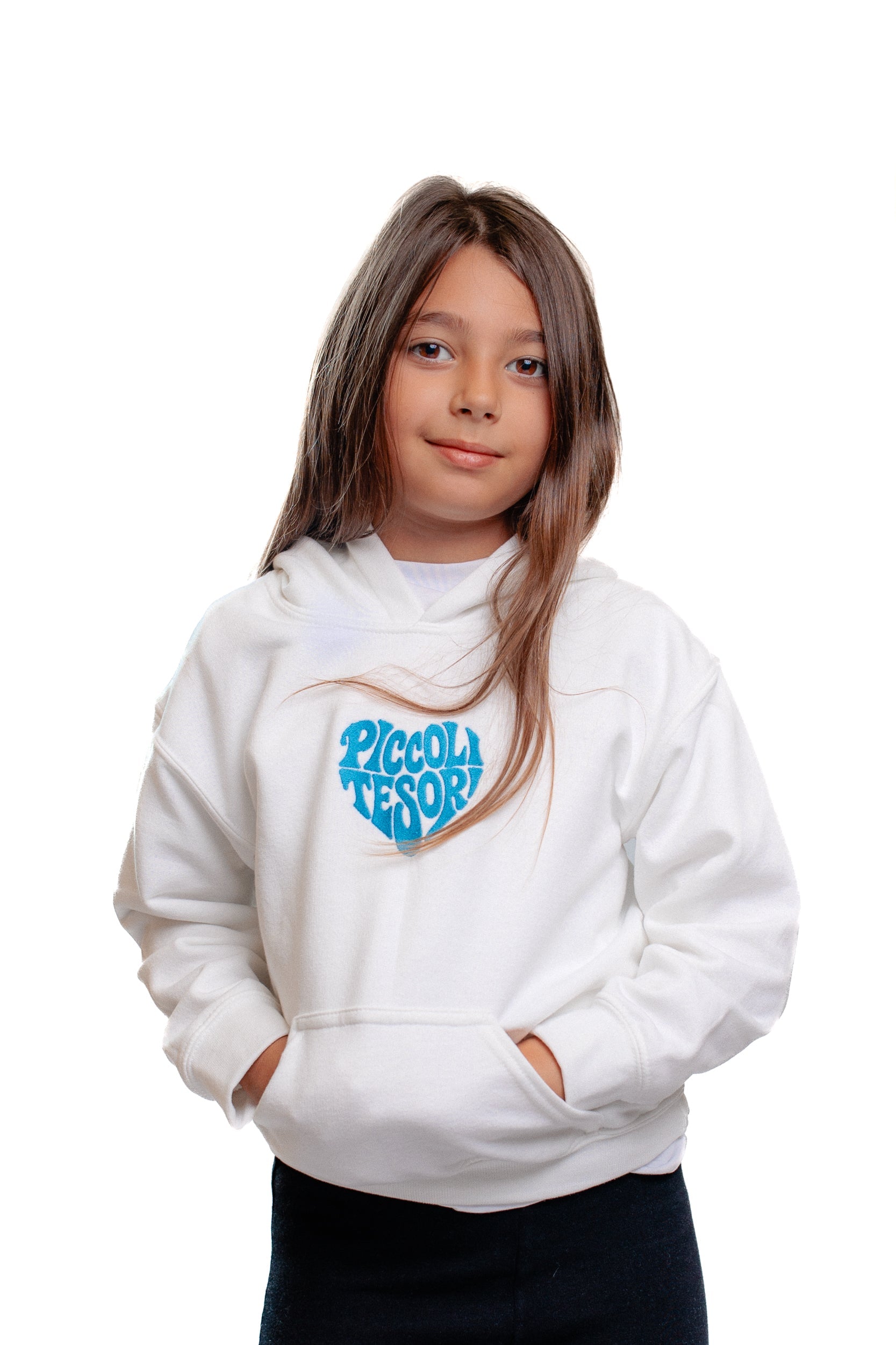 Felpa maniche lunghe white logo azzurro