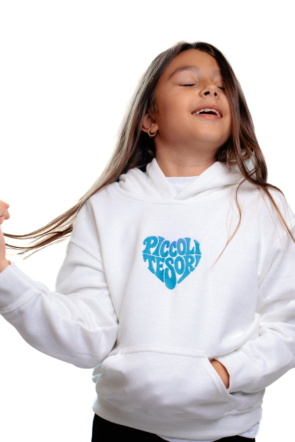 Felpa maniche lunghe white logo azzurro